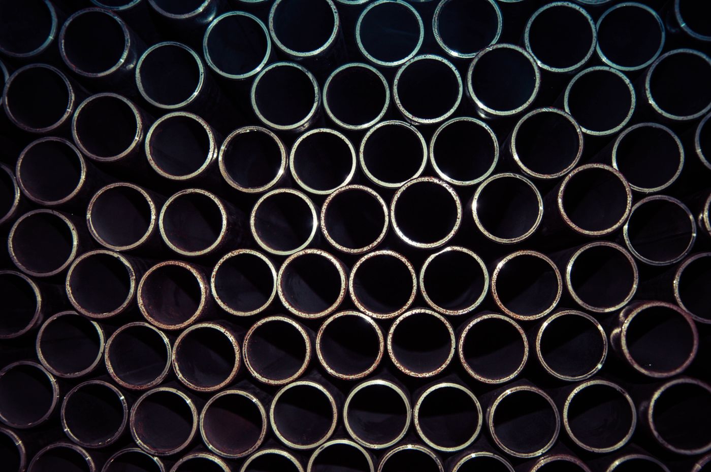 Cross-sections of mild-steel round pipe